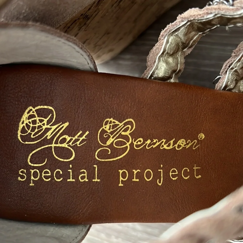 Matt Bernson Special Project Cork Wedges Sandals Suede/Chains 7.5M - Picture 5 of 16